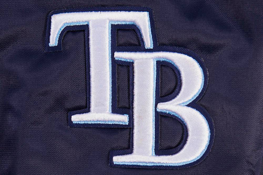 MLB TAMPA BAY RAYS SCRIPT TAIL WOMEN'S SATIN JACKET (MIDNIGHT NAVY)