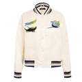 MLB TAMPA BAY RAYS RETRO CLASSIC WOMEN'S RIB SATIN JACKET (EGGSHELL/ MIDNIGHT NAVY)