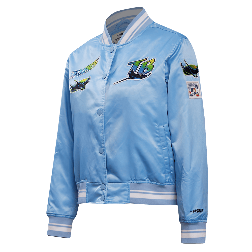 MLB TAMPA BAY RAYS RETRO CLASSIC WOMEN'S RIB SATIN JACKET (UNIVERSITY BLUE)