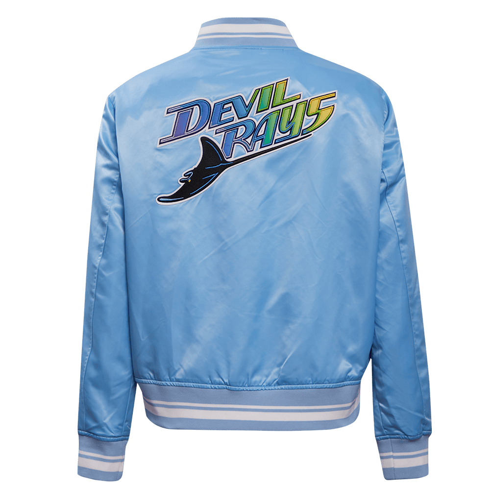 MLB TAMPA BAY RAYS RETRO CLASSIC WOMEN'S RIB SATIN JACKET (UNIVERSITY BLUE)
