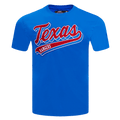 CAMISETAS DE HOMBRE MLB TEXAS RANGERS CON LETRAS EN LA COLA (AZUL REAL)
