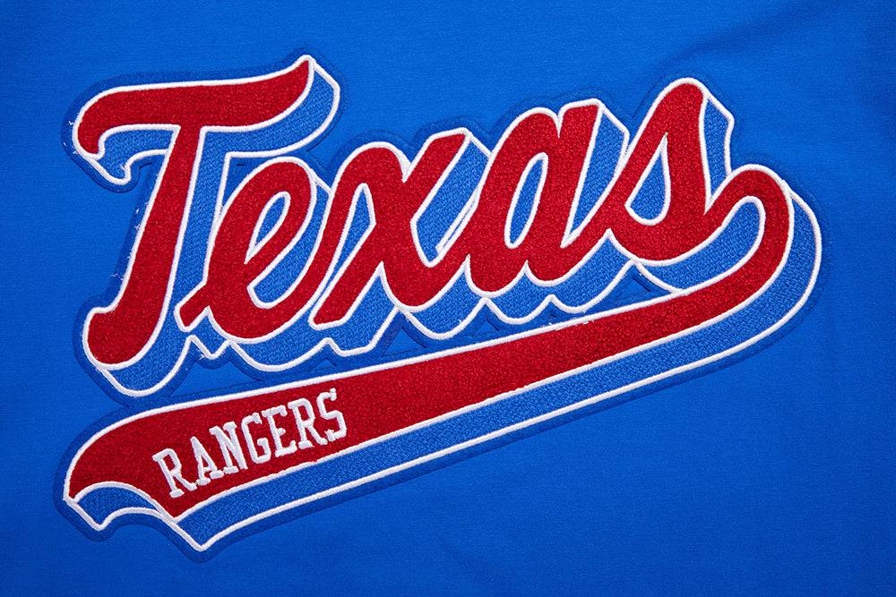 CAMISETAS DE HOMBRE MLB TEXAS RANGERS CON LETRAS EN LA COLA (AZUL REAL)