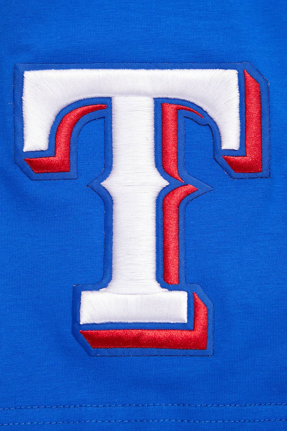 CAMISETAS DE HOMBRE MLB TEXAS RANGERS CON LETRAS EN LA COLA (AZUL REAL)