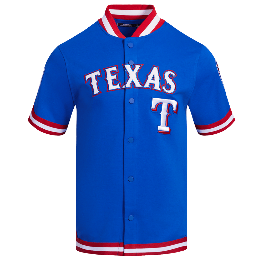 MLB TEXAS RANGERS CLASSIC MEN'S WARM UP JACKET (ROYAL BLUE/RED)
