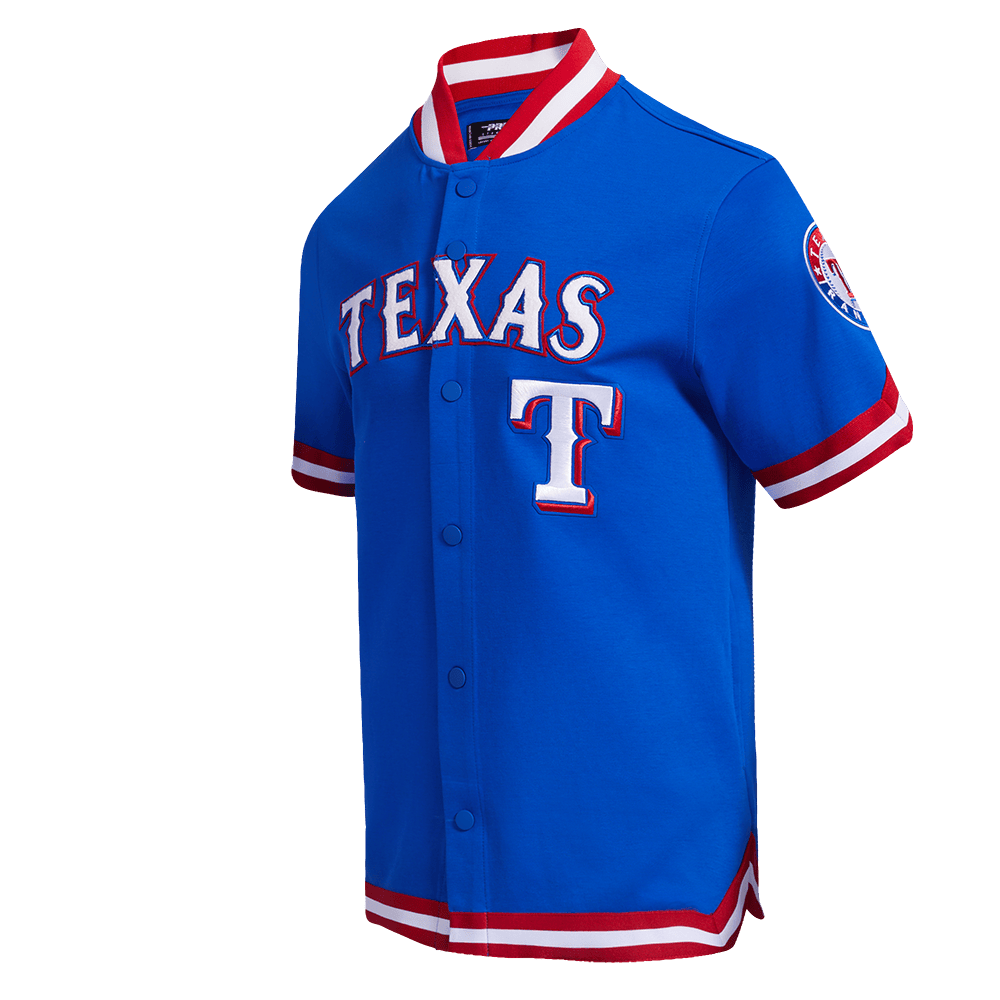 MLB TEXAS RANGERS CLASSIC MEN'S WARM UP JACKET (ROYAL BLUE/RED)