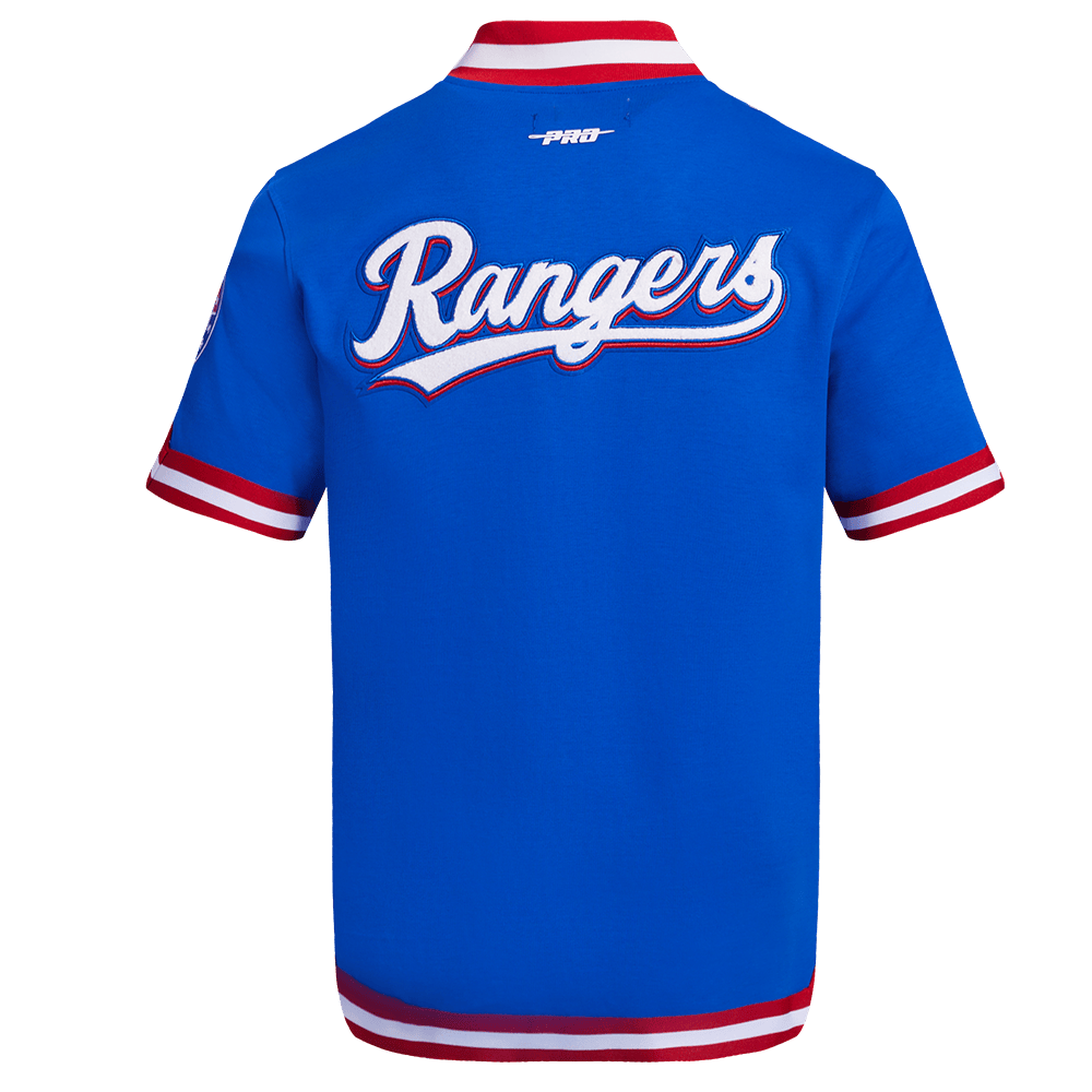MLB TEXAS RANGERS CLASSIC MEN'S WARM UP JACKET (ROYAL BLUE/RED)