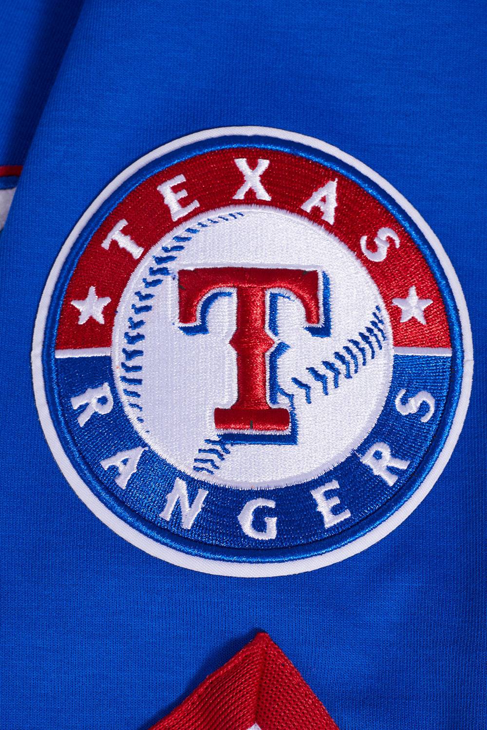 MLB TEXAS RANGERS CLASSIC MEN'S WARM UP JACKET (ROYAL BLUE/RED)