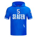 MLB TEXAS RANGERS COREY SEAGER #5 CLASSIC MEN'S SHORT SLEEVE PULLOVER HOODIE (ROYAL BLUE)
