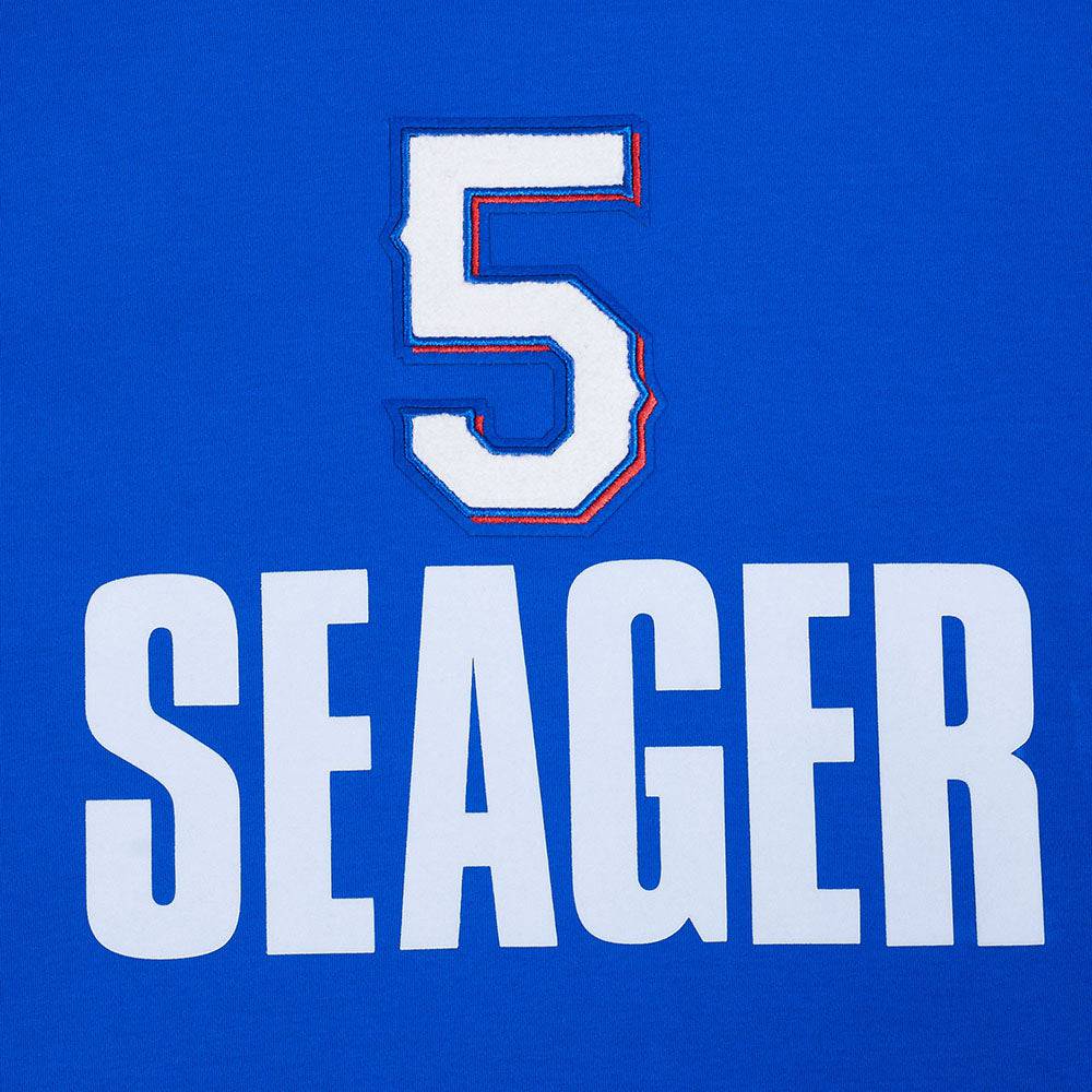 MLB TEXAS RANGERS COREY SEAGER #5 CLASSIC MEN'S SHORT SLEEVE PULLOVER HOODIE (ROYAL BLUE)
