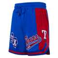 PANTALÓN CORTO DOBLE PUNTO 2.0 MLB TEXAS RANGERS SCRIPT TAIL PARA HOMBRE (AZUL REAL/ROJO)