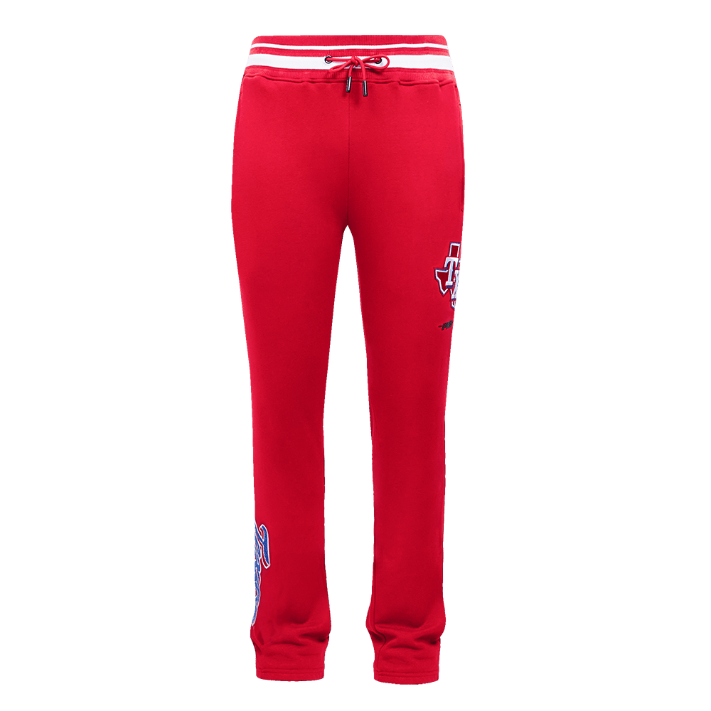 MLB TEXAS RANGERS SCRIPT TAIL MEN'S RIB FLEECE SWEATPANT (RED)