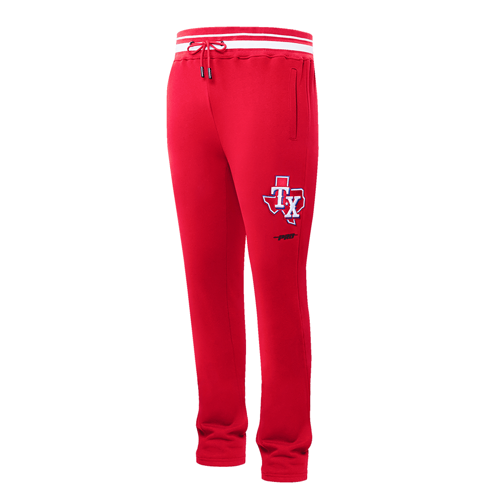 MLB TEXAS RANGERS SCRIPT TAIL MEN'S RIB FLEECE SWEATPANT (RED)