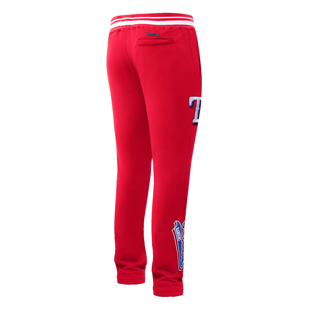 MLB TEXAS RANGERS SCRIPT TAIL MEN'S RIB FLEECE SWEATPANT (RED)