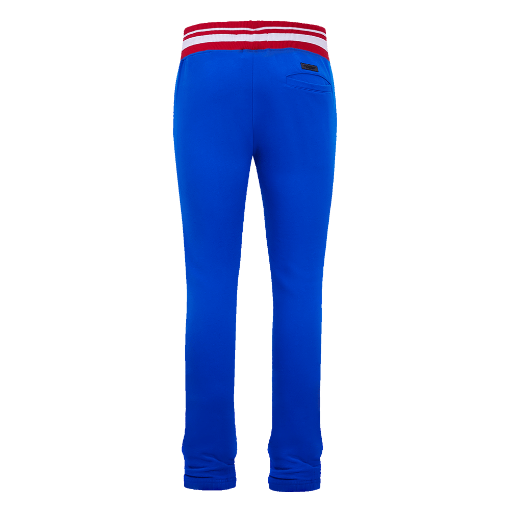 PANTALÓN DE CHÁNDAL DE FELPA ACANALADA PARA HOMBRE MLB TEXAS RANGERS SCRIPT TAIL (AZUL REAL/ROJO)