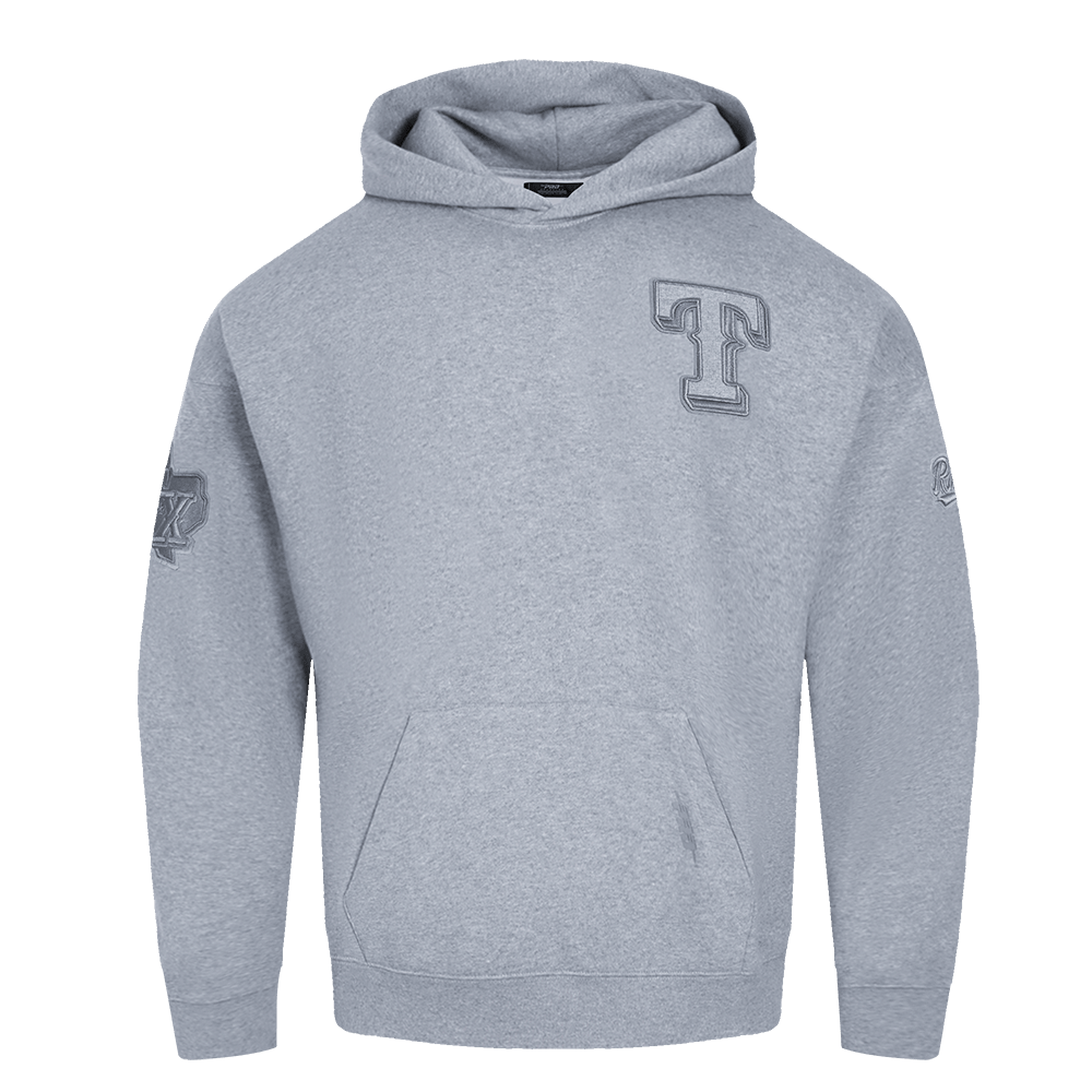 MLB TEXAS RANGERS NEUTRAL MEN'S DROP SHOULDER PULLOVER HOODIE (DARK HEATHER GRAY)