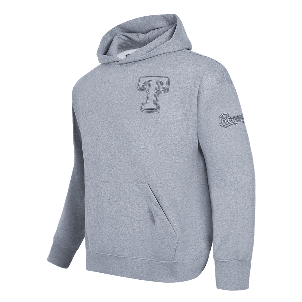 MLB TEXAS RANGERS NEUTRAL MEN'S DROP SHOULDER PULLOVER HOODIE (DARK HEATHER GRAY)