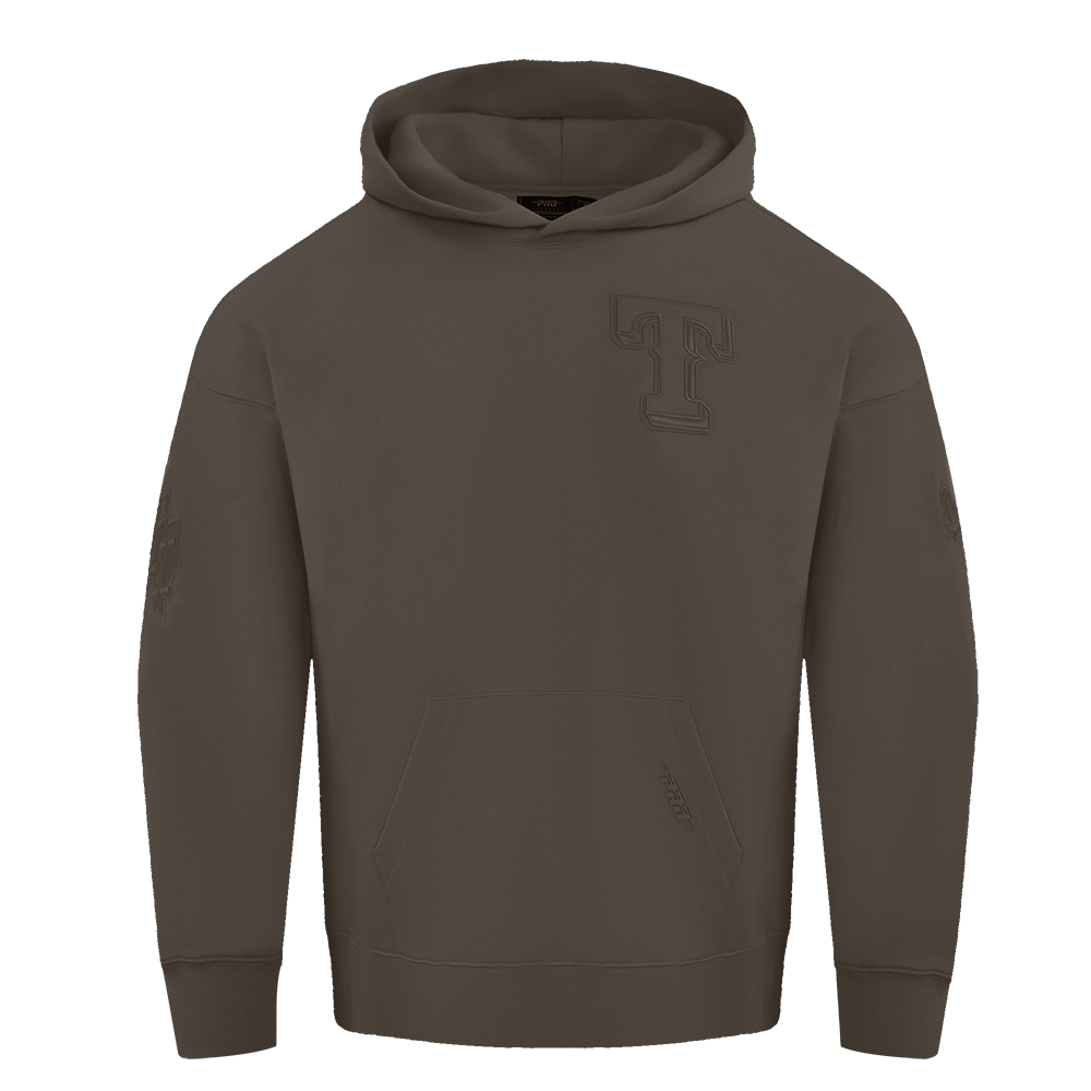MLB TEXAS RANGERS NEUTRAL MEN'S DROP SHOULDER PULLOVER HOODIE (DARK TAUPE)