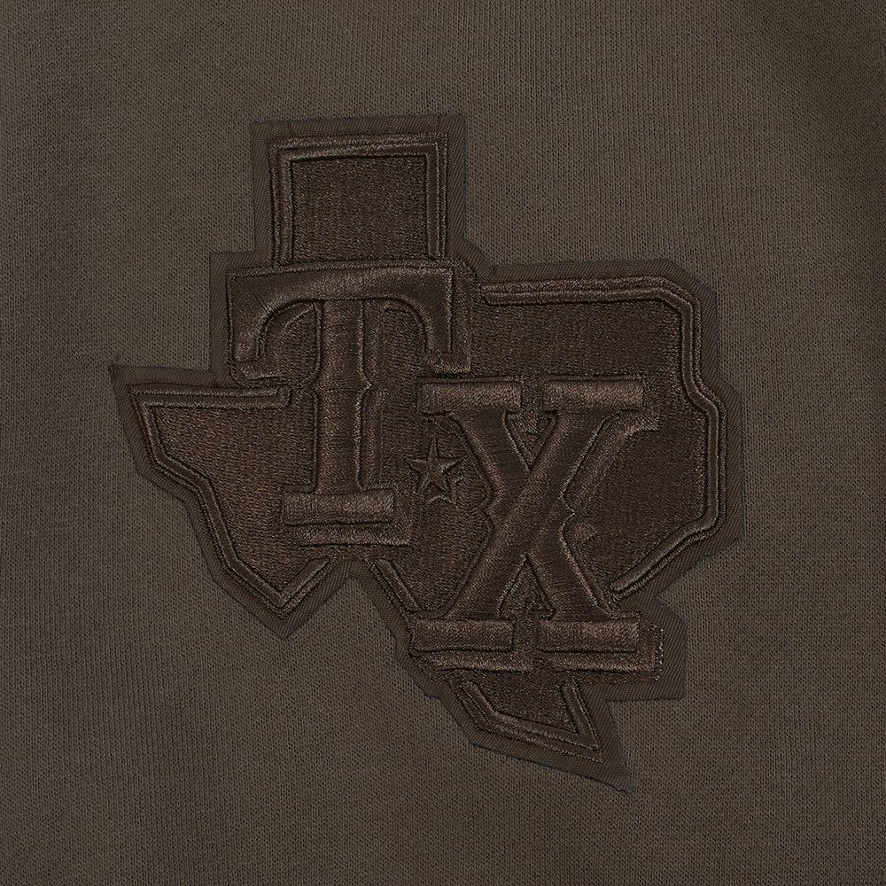 MLB TEXAS RANGERS NEUTRAL MEN'S DROP SHOULDER PULLOVER HOODIE (DARK TAUPE)