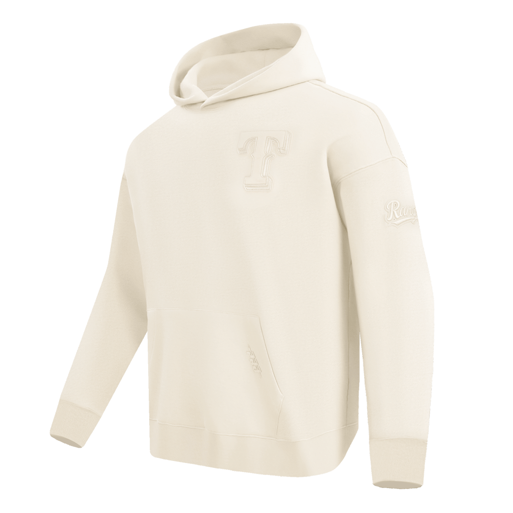 MLB TEXAS RANGERS NEUTRAL MEN'S DROP SHOULDER PULLOVER HOODIE (EGGSHELL)
