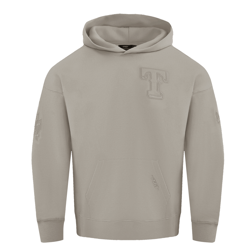 MLB TEXAS RANGERS NEUTRAL MEN'S DROP SHOULDER PULLOVER HOODIE (TAUPE)