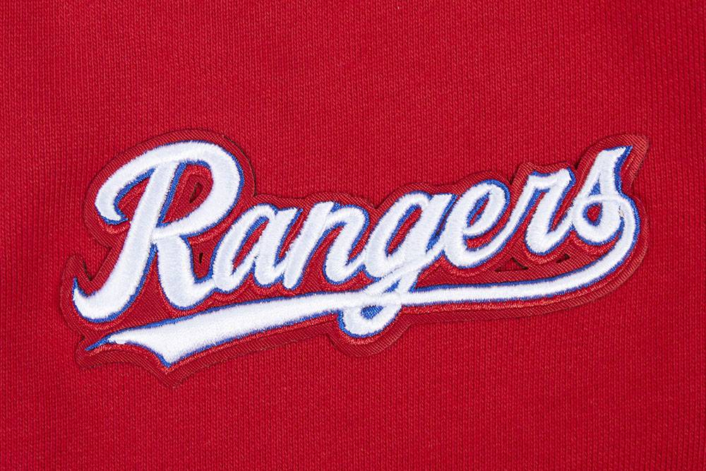 SUDADERA CON CAPUCHA DE FELPA ACANALADA PARA HOMBRE MLB TEXAS RANGERS SCRIPT TAIL (ROJA)