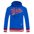MLB TEXAS RANGERS SCRIPT TAIL MEN'S RIB FLEECE PULLOVER HOODIE (ROYAL BLUE/RED)
