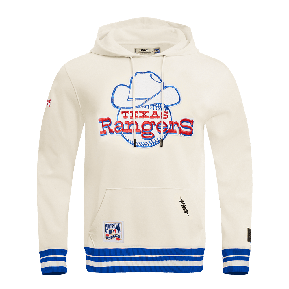 MLB TEXAS RANGERS RETRO CLASSIC MEN'S PULLOVER HOODIE (EGGSHELL/ROYAL BLUE)