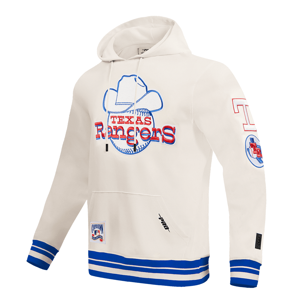MLB TEXAS RANGERS RETRO CLASSIC MEN'S PULLOVER HOODIE (EGGSHELL/ROYAL BLUE)