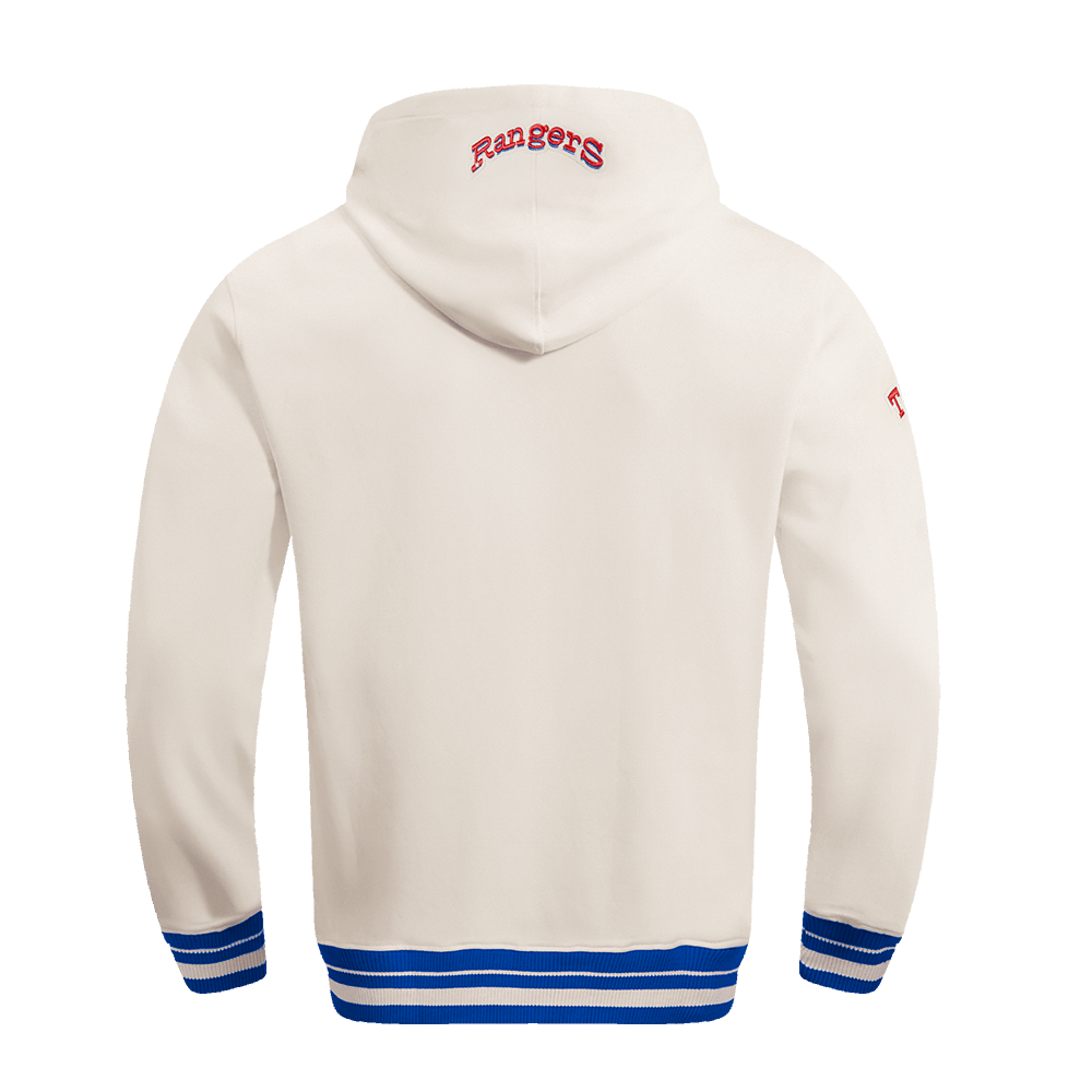 MLB TEXAS RANGERS RETRO CLASSIC MEN'S PULLOVER HOODIE (EGGSHELL/ROYAL BLUE)
