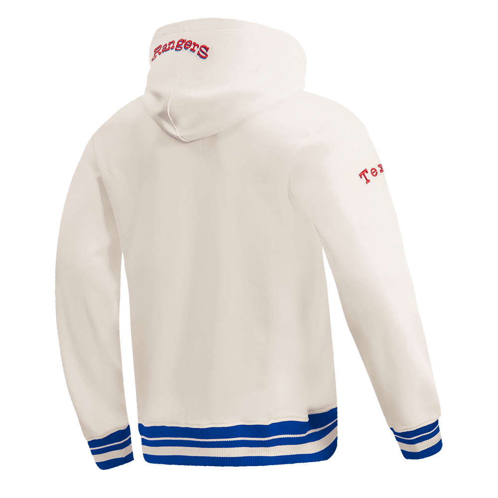 MLB TEXAS RANGERS RETRO CLASSIC MEN'S PULLOVER HOODIE (EGGSHELL/ROYAL BLUE)