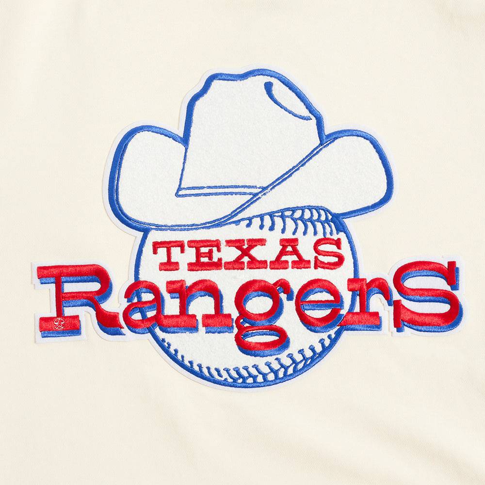MLB TEXAS RANGERS RETRO CLASSIC MEN'S PULLOVER HOODIE (EGGSHELL/ROYAL BLUE)