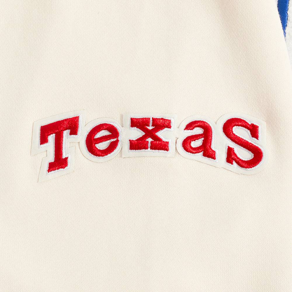 MLB TEXAS RANGERS RETRO CLASSIC MEN'S PULLOVER HOODIE (EGGSHELL/ROYAL BLUE)