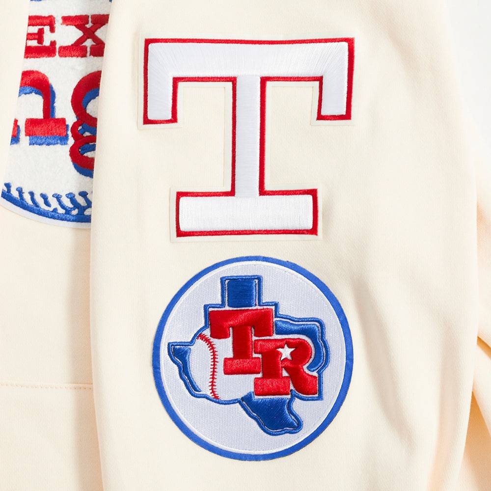 MLB TEXAS RANGERS RETRO CLASSIC MEN'S PULLOVER HOODIE (EGGSHELL/ROYAL BLUE)