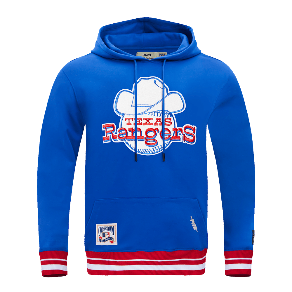 MLB TEXAS RANGERS RETRO CLASSIC MEN'S PULLOVER HOODIE (ROYAL BLUE/RED)