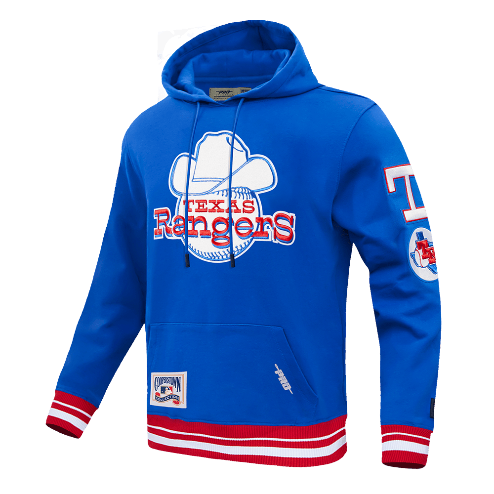MLB TEXAS RANGERS RETRO CLASSIC MEN'S PULLOVER HOODIE (ROYAL BLUE/RED)