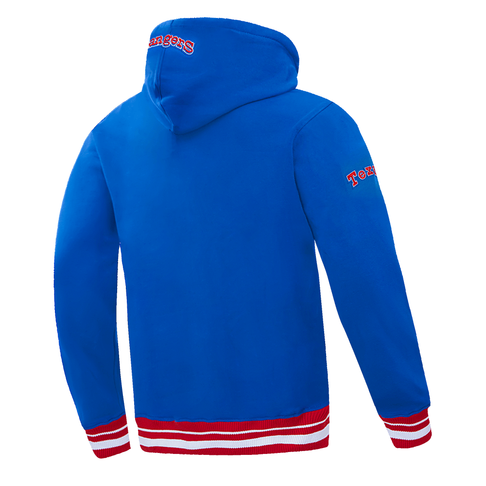 MLB TEXAS RANGERS RETRO CLASSIC MEN'S PULLOVER HOODIE (ROYAL BLUE/RED)
