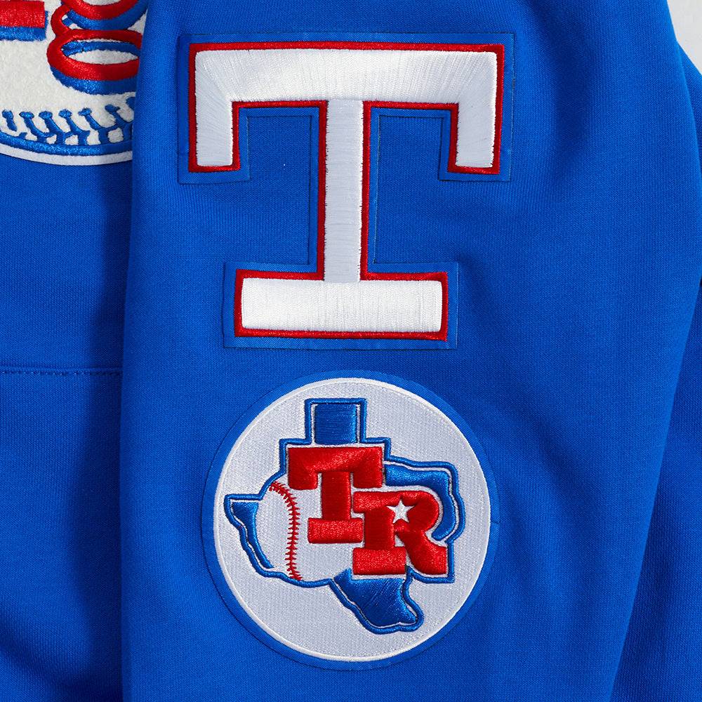 MLB TEXAS RANGERS RETRO CLASSIC MEN'S PULLOVER HOODIE (ROYAL BLUE/RED)