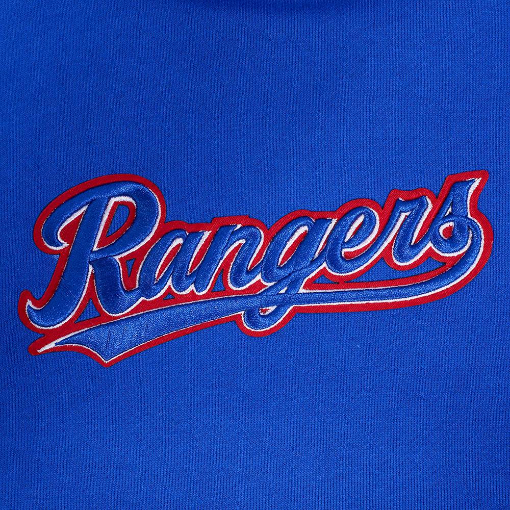 MLB TEXAS RANGERS WINGSPAN SUDADERA CON CAPUCHA DE FELPA PARA HOMBRE CON HOMBROS CAÍDOS (AZUL REAL)