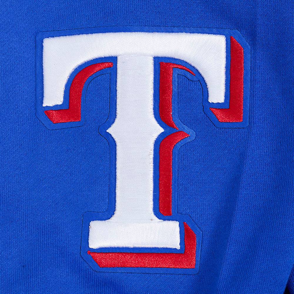 MLB TEXAS RANGERS WINGSPAN SUDADERA CON CAPUCHA DE FELPA PARA HOMBRE CON HOMBROS CAÍDOS (AZUL REAL)
