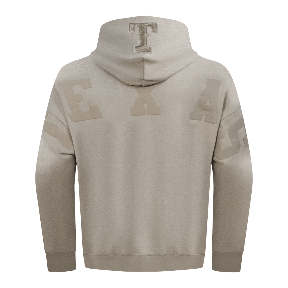 MLB TEXAS RANGERS WINGSPAN SUDADERA CON CAPUCHA DE FELPA PARA HOMBRE CON HOMBROS CAÍDOS (BEIGE)
