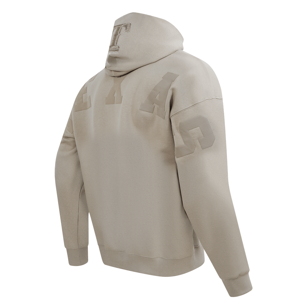 MLB TEXAS RANGERS WINGSPAN SUDADERA CON CAPUCHA DE FELPA PARA HOMBRE CON HOMBROS CAÍDOS (BEIGE)