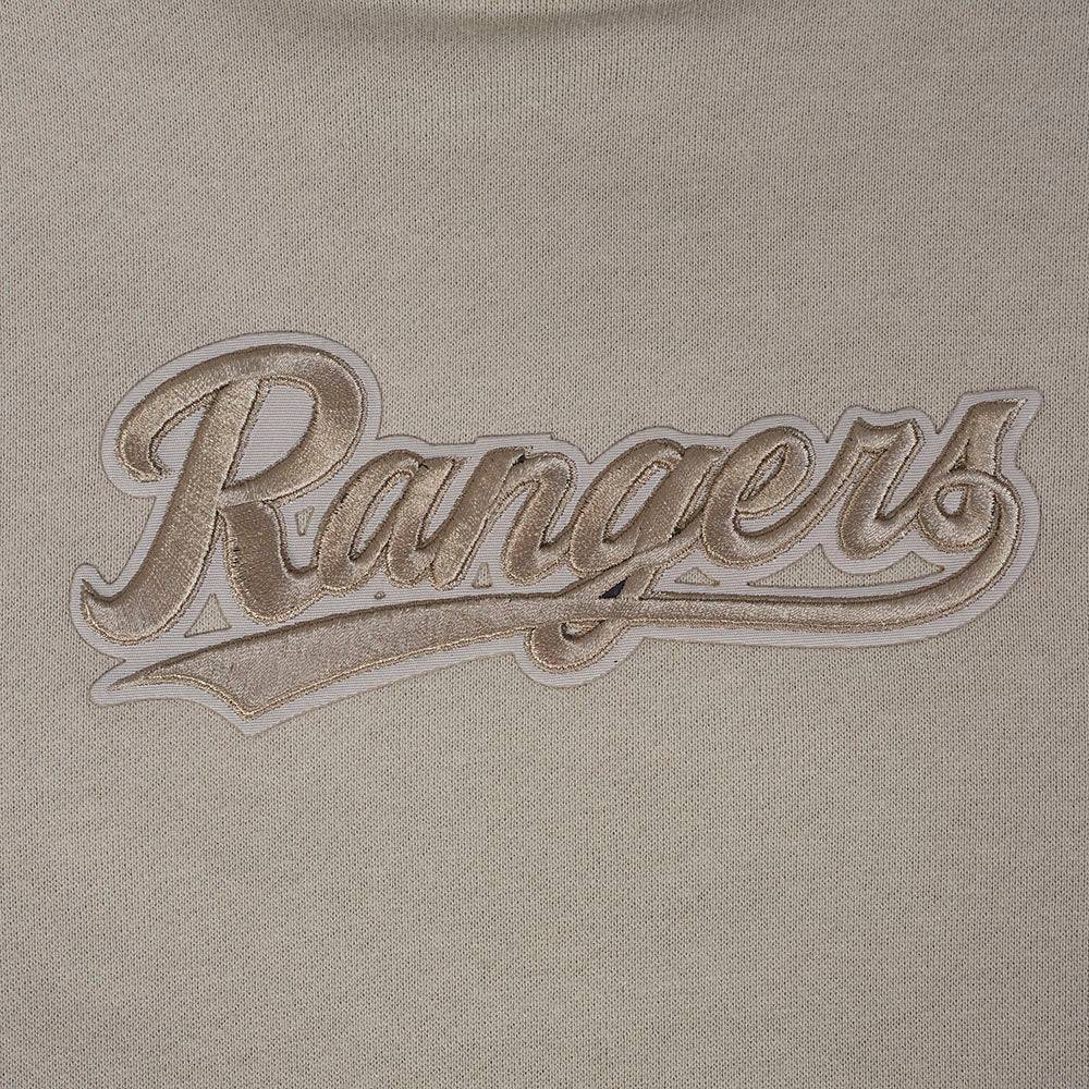 MLB TEXAS RANGERS WINGSPAN SUDADERA CON CAPUCHA DE FELPA PARA HOMBRE CON HOMBROS CAÍDOS (BEIGE)