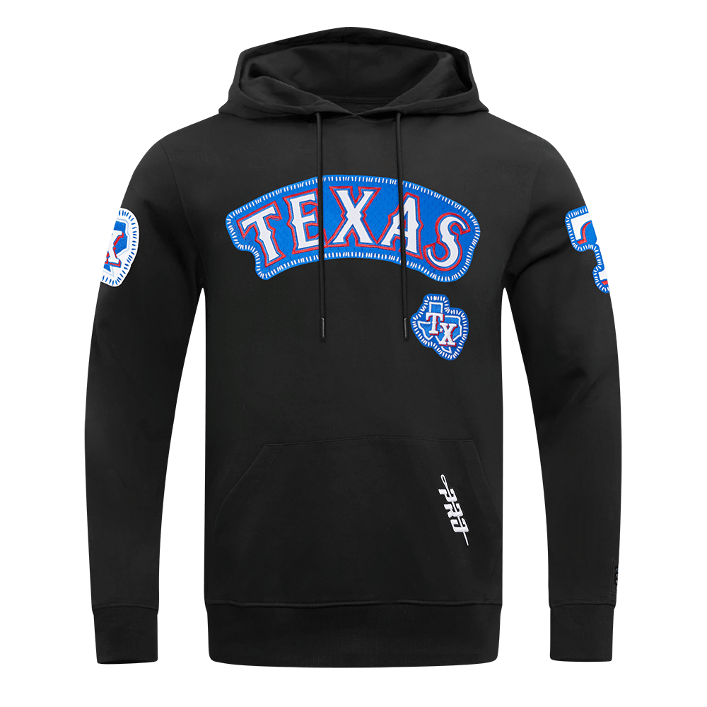 MLB TEXAS RANGERS DIY PICK STITCH MEN'S DK PO HOODIE (BLACK)