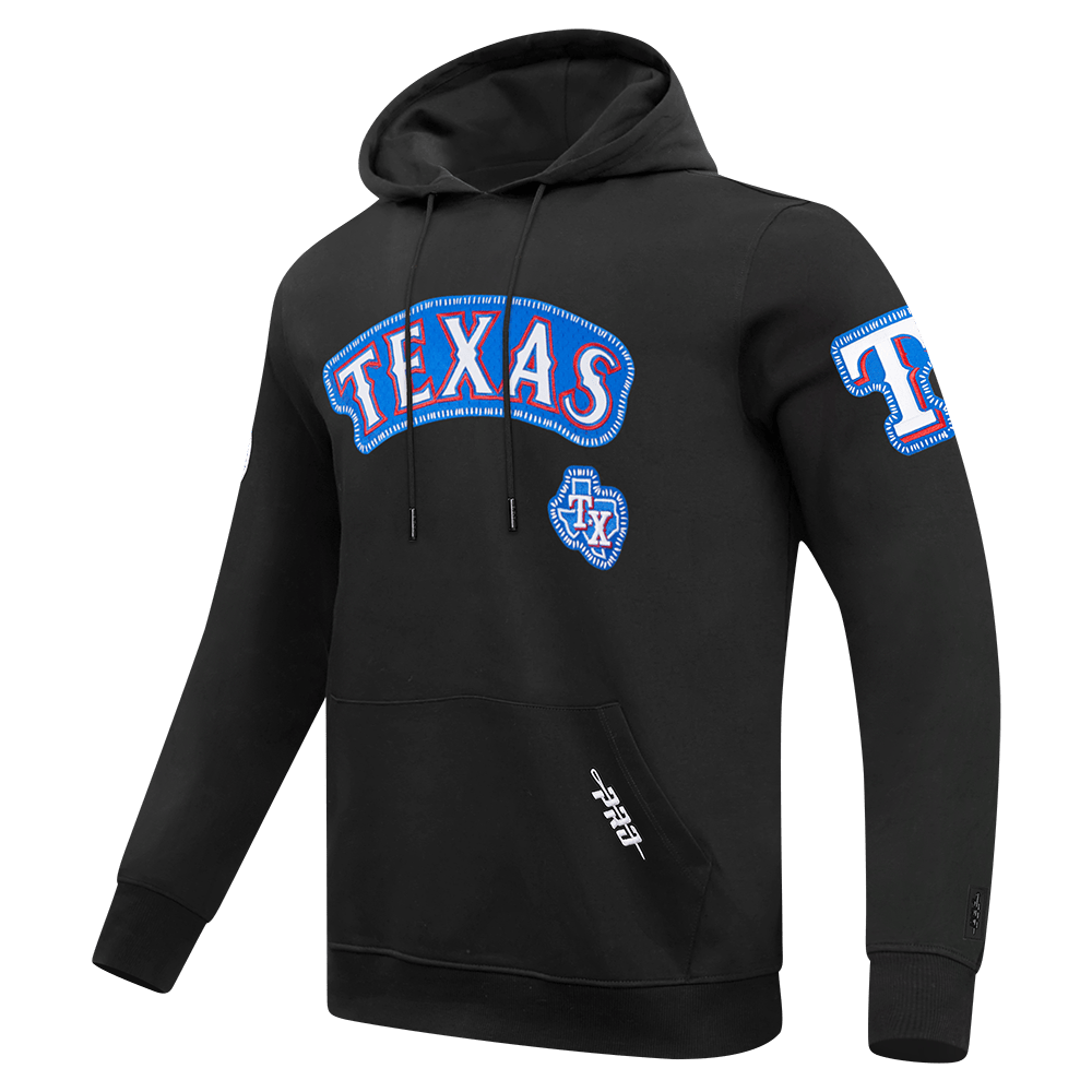 MLB TEXAS RANGERS DIY PICK STITCH MEN'S DK PO HOODIE (BLACK)