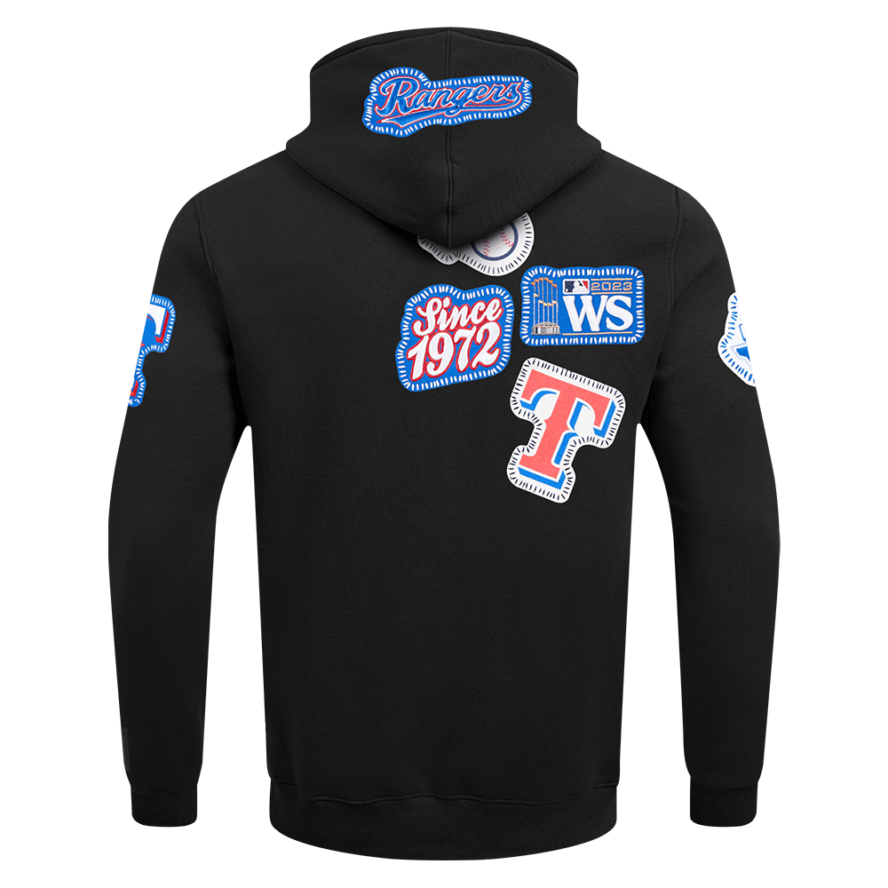 MLB TEXAS RANGERS DIY PICK STITCH MEN'S DK PO HOODIE (BLACK)