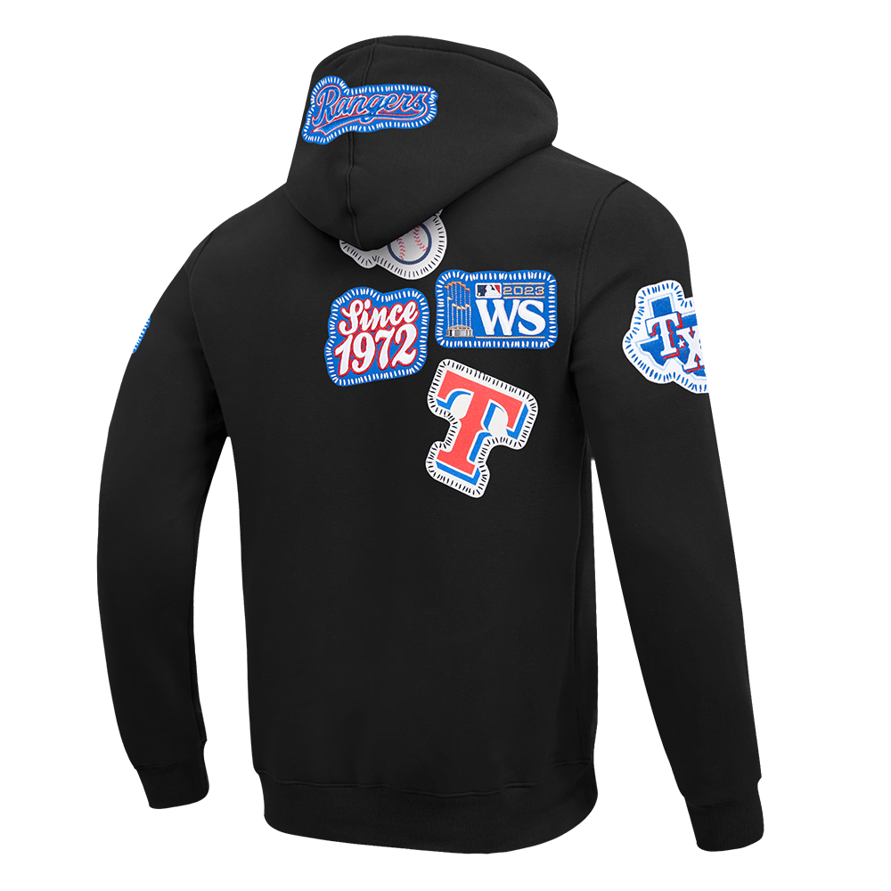 MLB TEXAS RANGERS DIY PICK STITCH MEN'S DK PO HOODIE (BLACK)