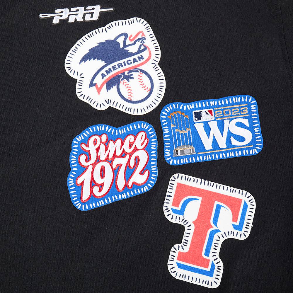 MLB TEXAS RANGERS DIY PICK STITCH MEN'S DK PO HOODIE (BLACK)