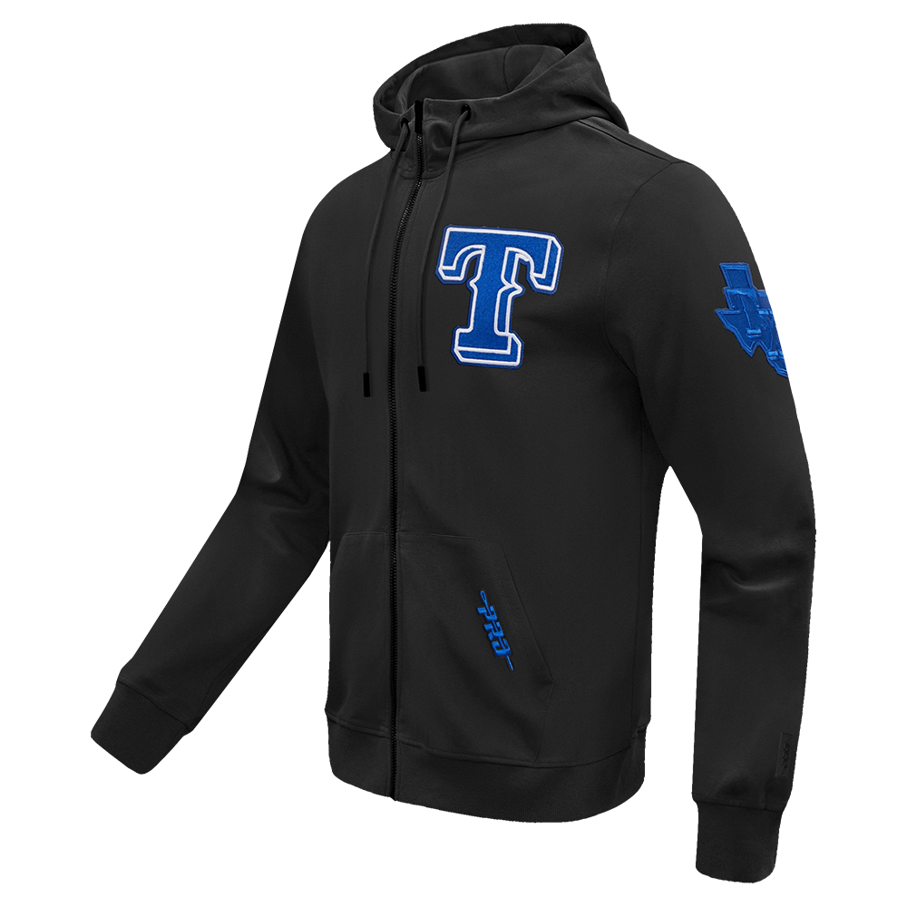 MLB TEXAS RANGERS TC TONAL OUTLINE MEN'S DK FZ PO HOODIE (BLACK)
