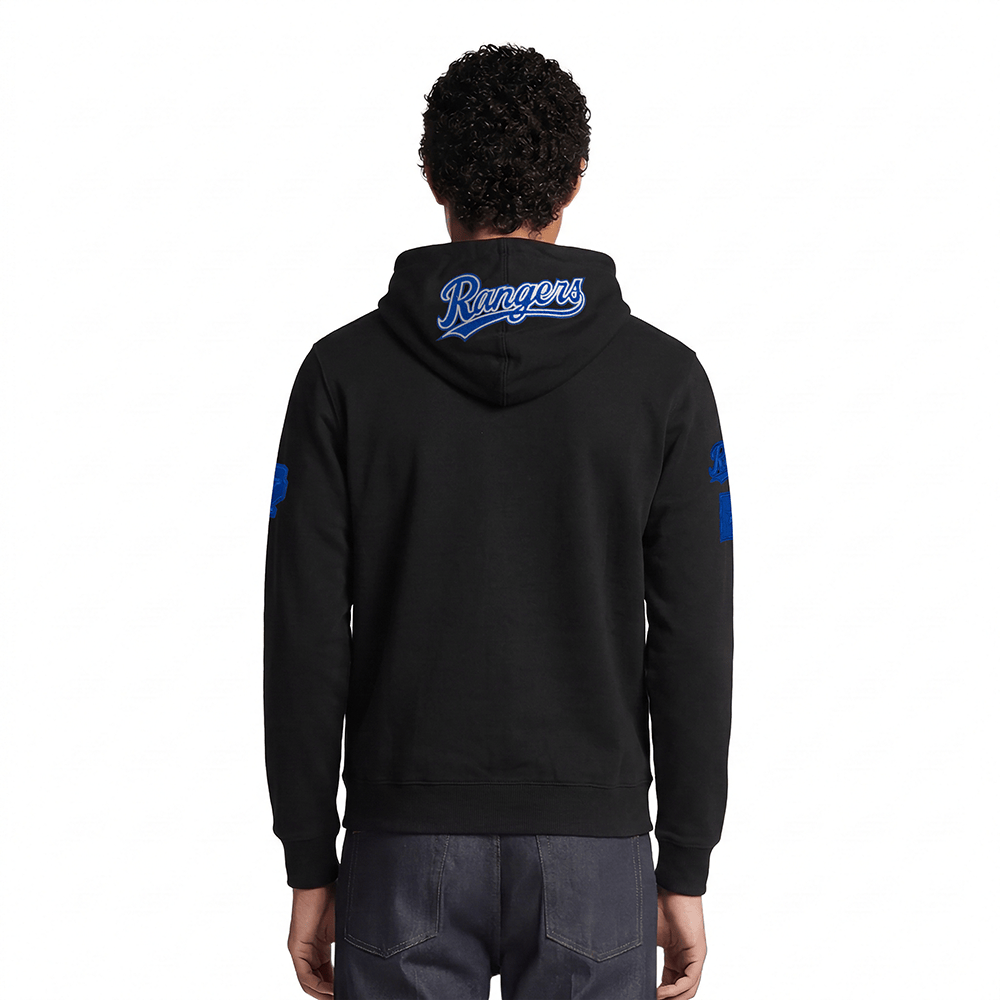 MLB TEXAS RANGERS TC TONAL OUTLINE MEN'S DK FZ PO HOODIE (BLACK)