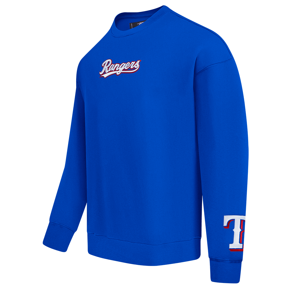 SUÉTER DE CUELLO REDONDO DE FELPA PARA HOMBRE MLB TEXAS RANGERS WINGSPAN (AZUL REAL)